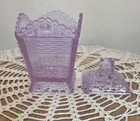 Summit Art Glass  cheesie Cat On A Hamper  Lilac Color  Alexandrite Glass