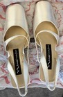 Vintage 90s Nina Athena White Strappy Pointy Satin 3  Heels Shoes Size Us 7 5
