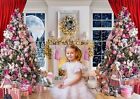 7x5ft Pink Christmas Photography Backdrop White Christmas Fireplace Photo Bac   
