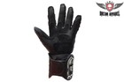 Black Motorcycle Bike Riding Full Finger Leather Metal Knuckle Protector Gloves
