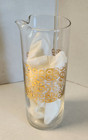 Vintage  Mcm Glass Barware Set Martini Pitcher Mixer With Stirrer Gold Pattern