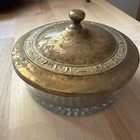 Vintage Ornate Glass Powder Vanity With Floral Metal Metal Lid