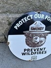 Vintage Smokey Bear Porcelain Sign Old Us Forest Service National Park Fires Usa
