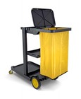 Compact Size Janitorial Cart   3 Shelves   25 Gallon Vinyl Bag With Cover   450