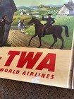 Rare Original 1950s Vintage Fly Twa Airlines Ireland Travel Airport