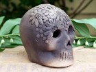 Day Of The Dead Small Size Black Skull Handmade Atzompa Pottery Mexican Folk Art
