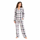 Victoria s Secret Pajama Set Women L Pink Gray Plaid Button Sleepwear