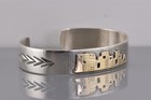 Navajo Mark Yazzie Sterling Silver 1 20 12k Gf Village Cuff Bracelet 26g 7 