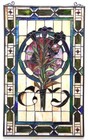 Stained Glass Window Panel  20  Wide X 32  Tall Tulip Design Tiffany Style