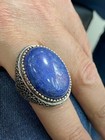 Mens Handmade Ring   Large Lapis Lazuli Gemstone Ring  Men Sterling Silver Ring 