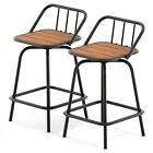 Set Of 2 Modern Swivel Bar Stools Dining Chair Counter Height Patio Wood Chairs