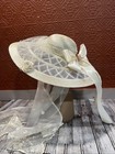 Wide Brim Hat Kentucky Derby Carriage Tea Party Embroidered Veil Bow Bridal Hat