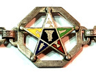 Vintage Rare Order Of Eastern Star Masonic Enamel Sterling Silver Bracelet 7   