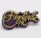 Fayetteville Nc Souvenir Lapel Pin Black Gold Script Lettering North Carolina