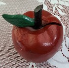 Antique  Cast Iron Red Apple Coin Bank Heavy Fruit Farmhouse Chic