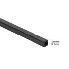 Carbon Fiber Square Tube 4x4x3mm Inner Round 200mm Carbon Fiber Tubing 2 Pcs