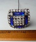 Antique Victorian Cobalt Blue Rhinestones Hatpin Square Hat Pin