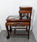 Vintage Asian Chinese Hand Carved Rosewood Marble 2-tier Table Claw   Ball Feet