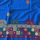 Vintage Indian Kutch Mirror Embroidery Work On Deep Blue Fabric 2 3 Yds X 32    W