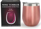 12 Oz Stainless Steel Wine Tumbler With Lid - Double Wall Vacuum Insulated Wine