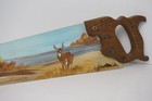 Custom Hand Painted Vintage Saw Blade By Opal - Farm Barns Landscape Deer 26in
