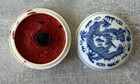 Chinese Porcelain Dragon Pattern Seal Paste Cake Box Red Ink Paste Vintage