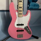 Factory Metallic Pink Electric Jazz Bass Guitar Chrome Part Fixed Bridge 4string