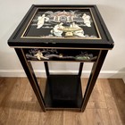 Oriental Furniture Plant Stand Pedestal Black Lacquer Mother Of Pearl Ladies