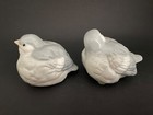 Pair Of 2 Otagiri Blue gray Bird Figurines Japan 3  Sitting turned Head Ceramic