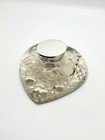 Antique Cut Glass Heart Ink Well With Silver Top  Victorian Desk  1899