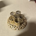 Vintage Gold Tone Filigree Vanity Holder Stand With 5 Round Lipstick Holders
