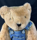 Vermont  Teddy Bear Jointed 16    Brown Plush Stuffed Animal W vermont Overalls