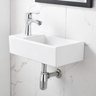 18 Inch Small Wall Mount Corner Sink Rectangle White Porcelain Ceramic Vanity   