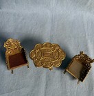 Antique Metal Dollhouse Furniture Parlor  Set Table Chair  Gold Paint M  P  Co 