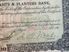 C1903 Vintage Stock Bond Certificate Merchants   Planters Bank Rare Scripophily