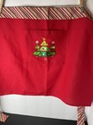 Christmas Apron Embroidered Trees Vintage 50s 60s Half Apron Pocket Holiday