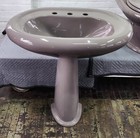Brown Pedestal Sink Vintage Original Bathroom Universal Rundle Ceramic