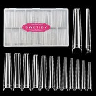 504pcs Extra Long Coffin Nail Tips 3xl Half Cover False Nails Clear Acrylic Abs