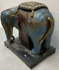 Vintage Large Hand-carved Wooden Elephant Statue