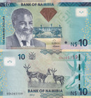 Namibia 10 Namibia Dollars 2012 P 11a Unc 1 20 Bundle Lot 5 Pcs