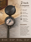 Vintage Style 2  Brass Pocket Compass With Lid   Chain   Handmade Nautical Compa