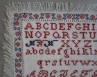 Dated 1900 Antique German Red   Blue Cross Stitch Needlework Sampler Embroidery