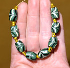 Antique Venetian Green Lampwork Mandrel Wound Feather Beads Found African Trade
