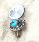 Native American Indian Vintage Turquoise Sterling Silver Ring sz  8