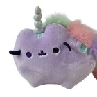 Gund Pusheen Plush Purple 8  Cat Silver Horn Sound Stuffed Pusheenicorn Rainbow