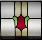 Decorative English Leaded Stained Glass Window Unframed W Hooks 17 3 4 x 17 