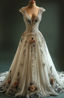 Princess White Ivory Wedding Dresses With Beaded Crystals A Line Bridal Gowns