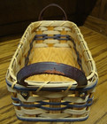 Woven Wood Basket W handles 11 x5 5 x4  Natural  Black-solid Bottom-riveted  998