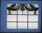 Abstract Pretty Floral Midsize Leaded Stained Glass Window 27 3 4 x 21 1 2 