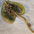 Jay Strongwater Bronze Enameled Leaf Trinket Tray With Jeweled Salamander   Frog
